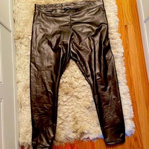 Express Metallic pleather leggings